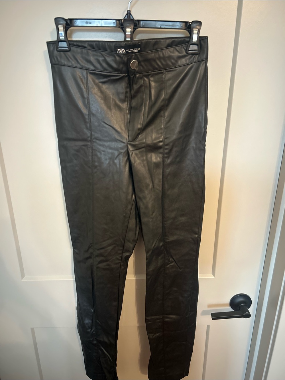 Zara Black Faux Leather Skinny Trousers